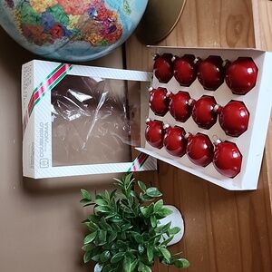 12 Vintage NOMA Doublgo Burgundy Christmas Ornaments S